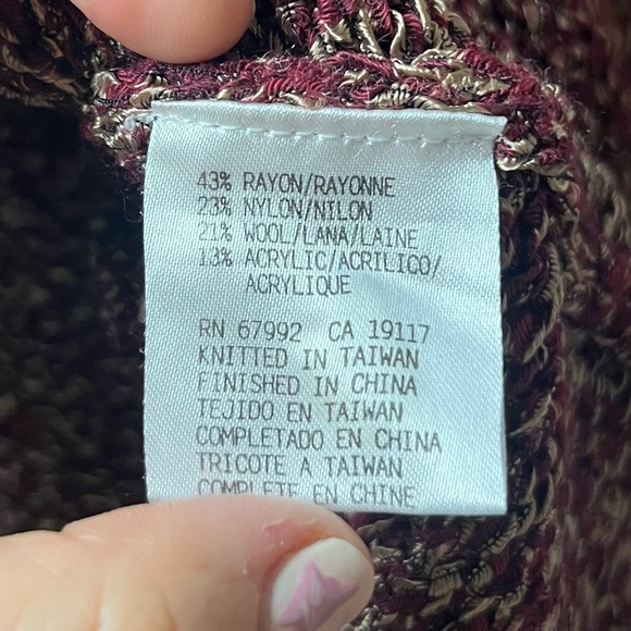 SIGRID OLSEN Metallic Wool Blend Vneck Chunky Knit Sweater - Picture 4 of 6